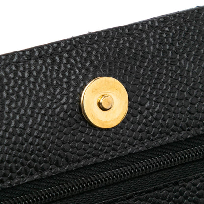 Black Chanel CC Quilted Caviar Wallet on Chain Crossbody Bag