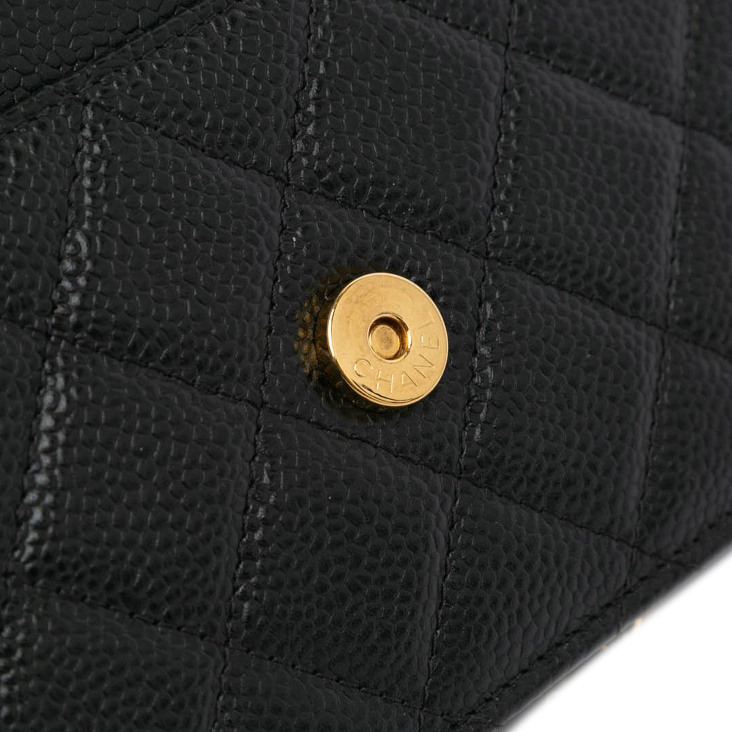 Black Chanel CC Quilted Caviar Wallet on Chain Crossbody Bag