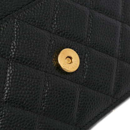 Black Chanel CC Quilted Caviar Wallet on Chain Crossbody Bag