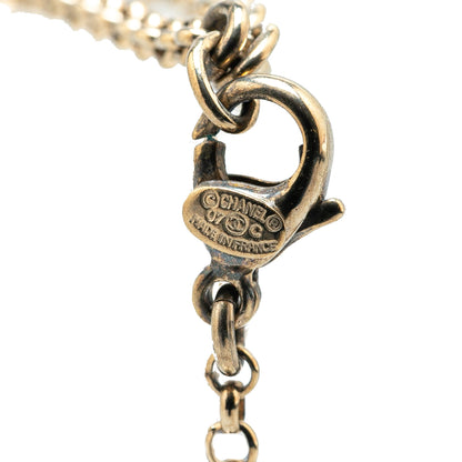 Black Chanel Resin Square CC Rhinestone Pendant Necklace