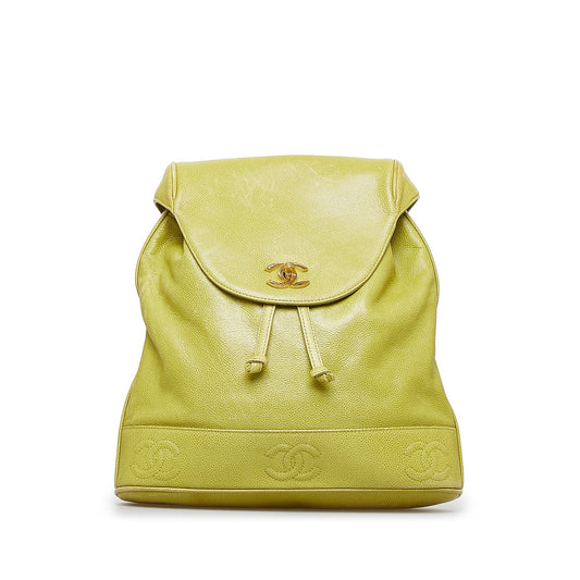 Green Chanel Caviar Triple CC Backpack