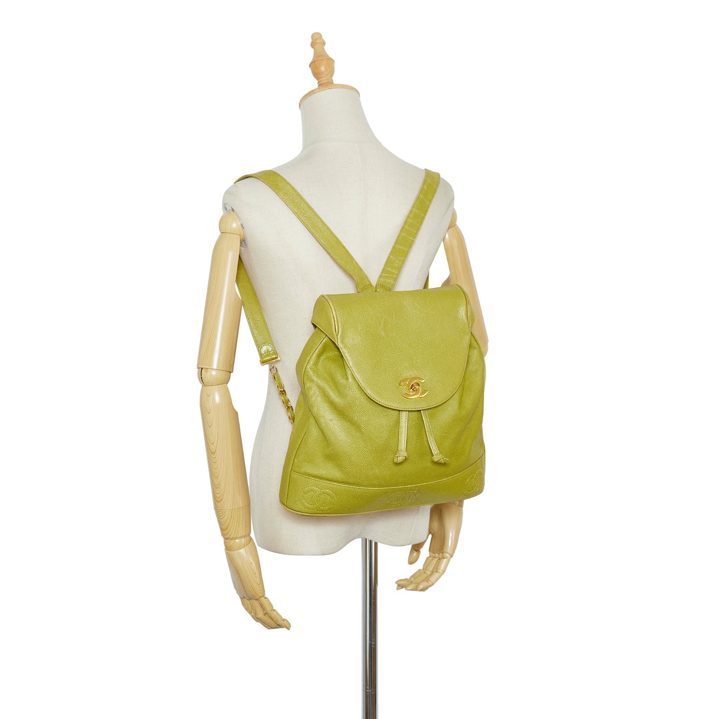 Green Chanel Caviar Triple CC Backpack