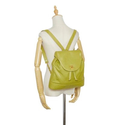Green Chanel Caviar Triple CC Backpack