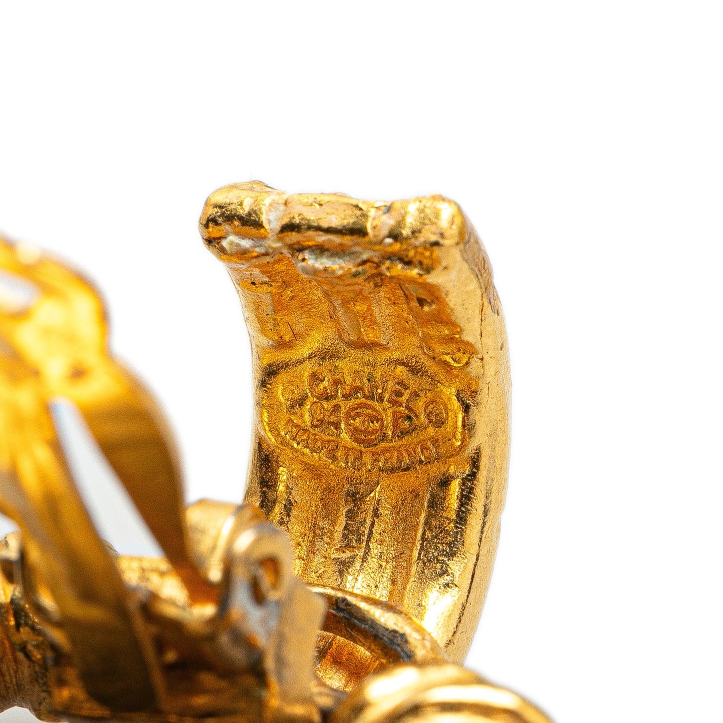 Gold Chanel Gold Plated CC Swing Clip On Earrings