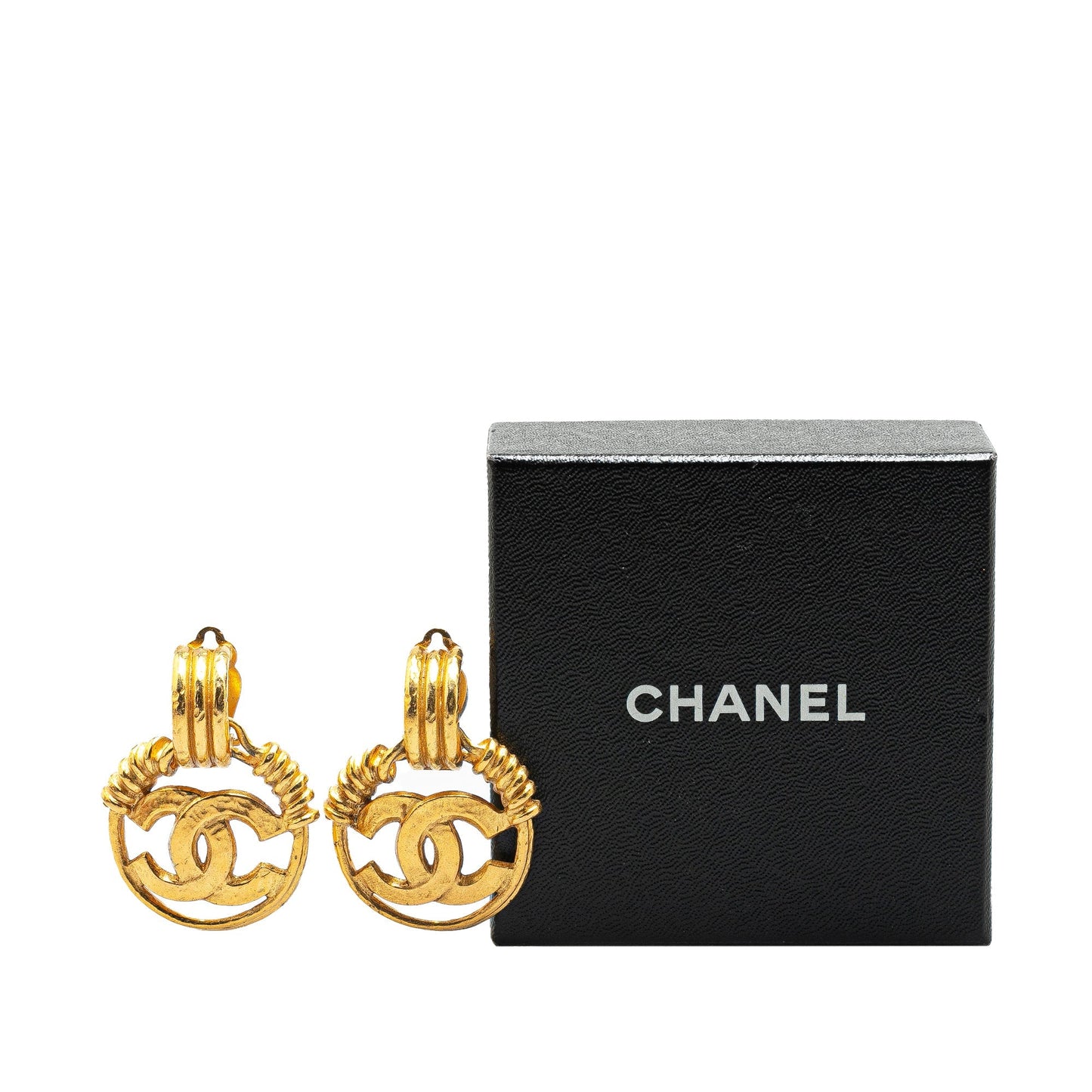 Gold Chanel Gold Plated CC Swing Clip On Earrings