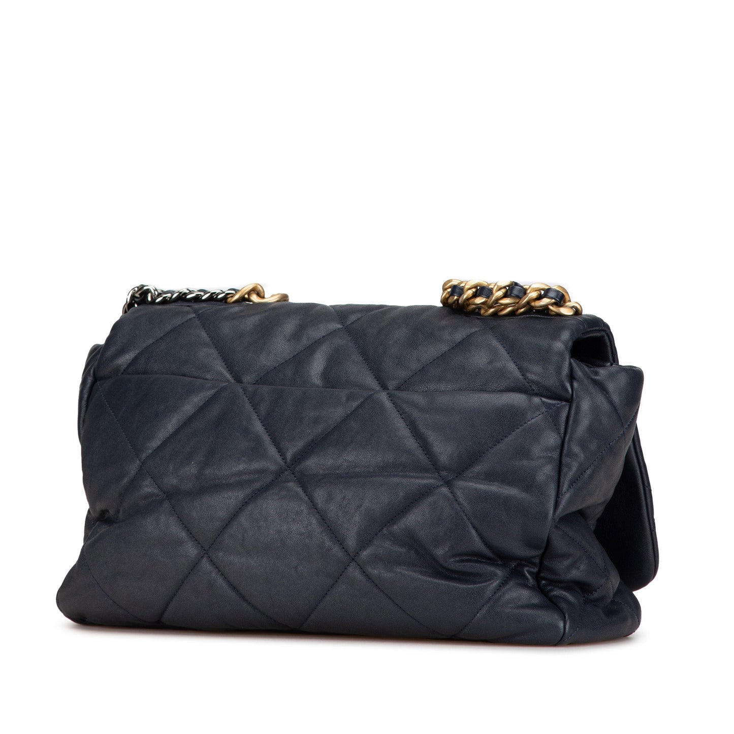 Blue Chanel Maxi Lambskin 19 Flap Satchel
