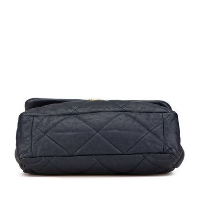 Blue Chanel Maxi Lambskin 19 Flap Satchel