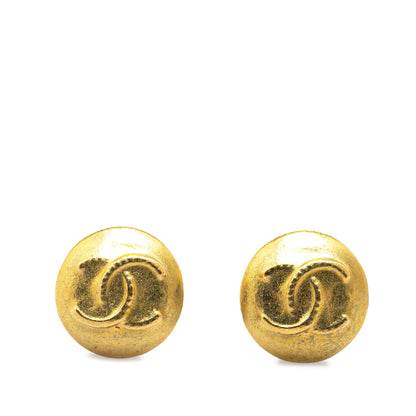 Gold Chanel Gold Plated CC Clip On Earrings