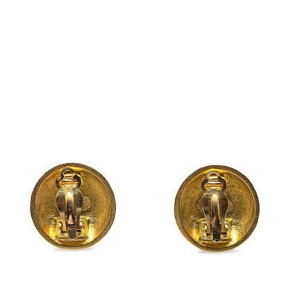 Gold Chanel Gold Plated CC Clip On Earrings