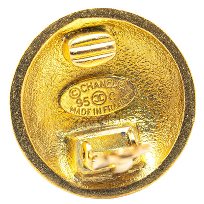 Gold Chanel Gold Plated CC Clip On Earrings