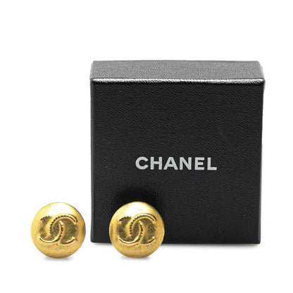 Gold Chanel Gold Plated CC Clip On Earrings