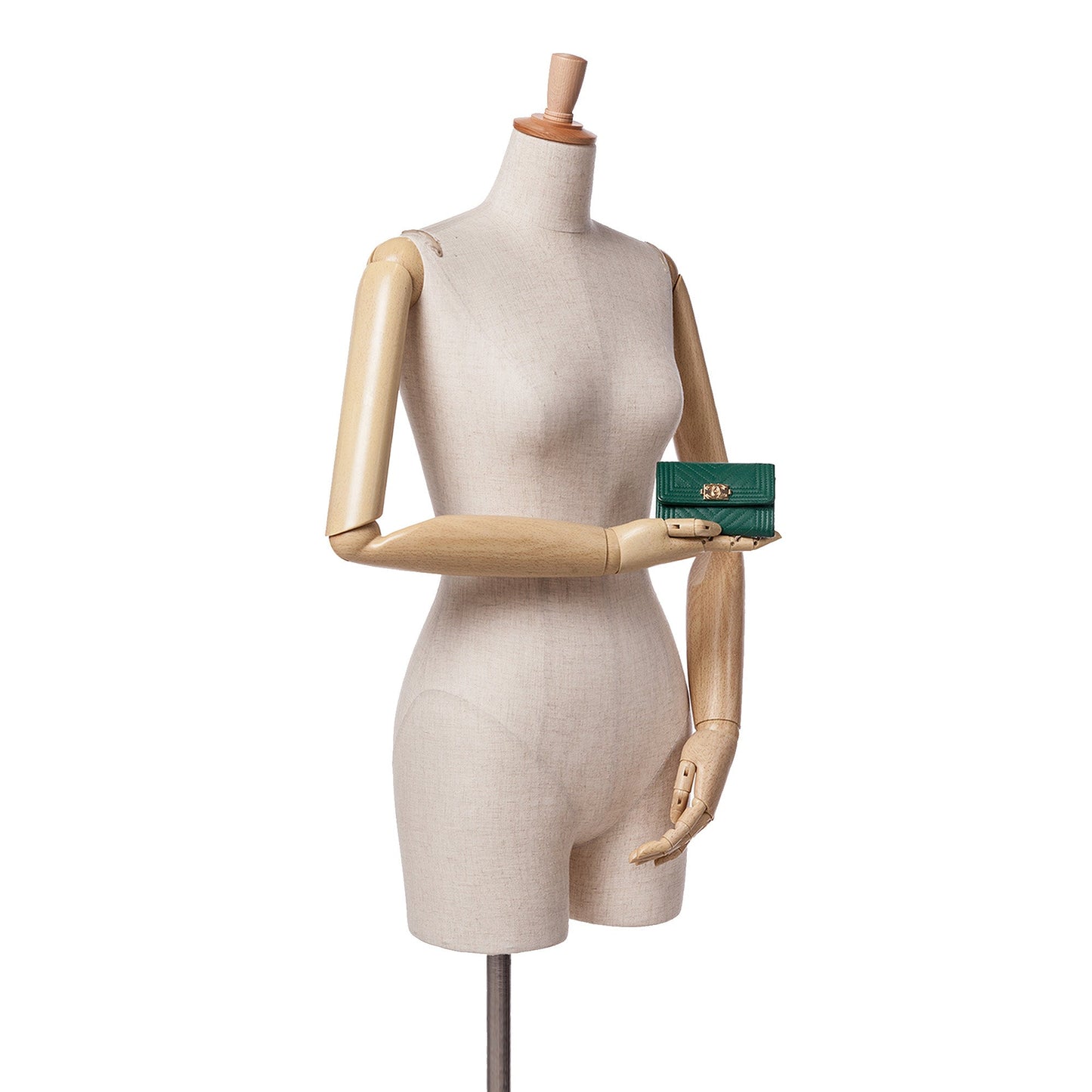 Green Chanel Chevron Caviar Boy Card Holder