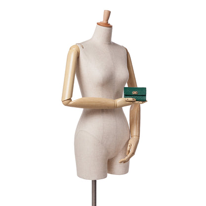 Green Chanel Chevron Caviar Boy Card Holder