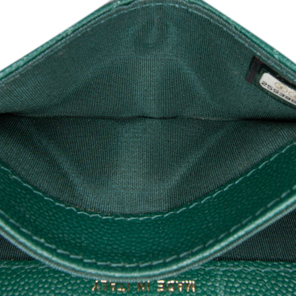 Green Chanel Chevron Caviar Boy Card Holder