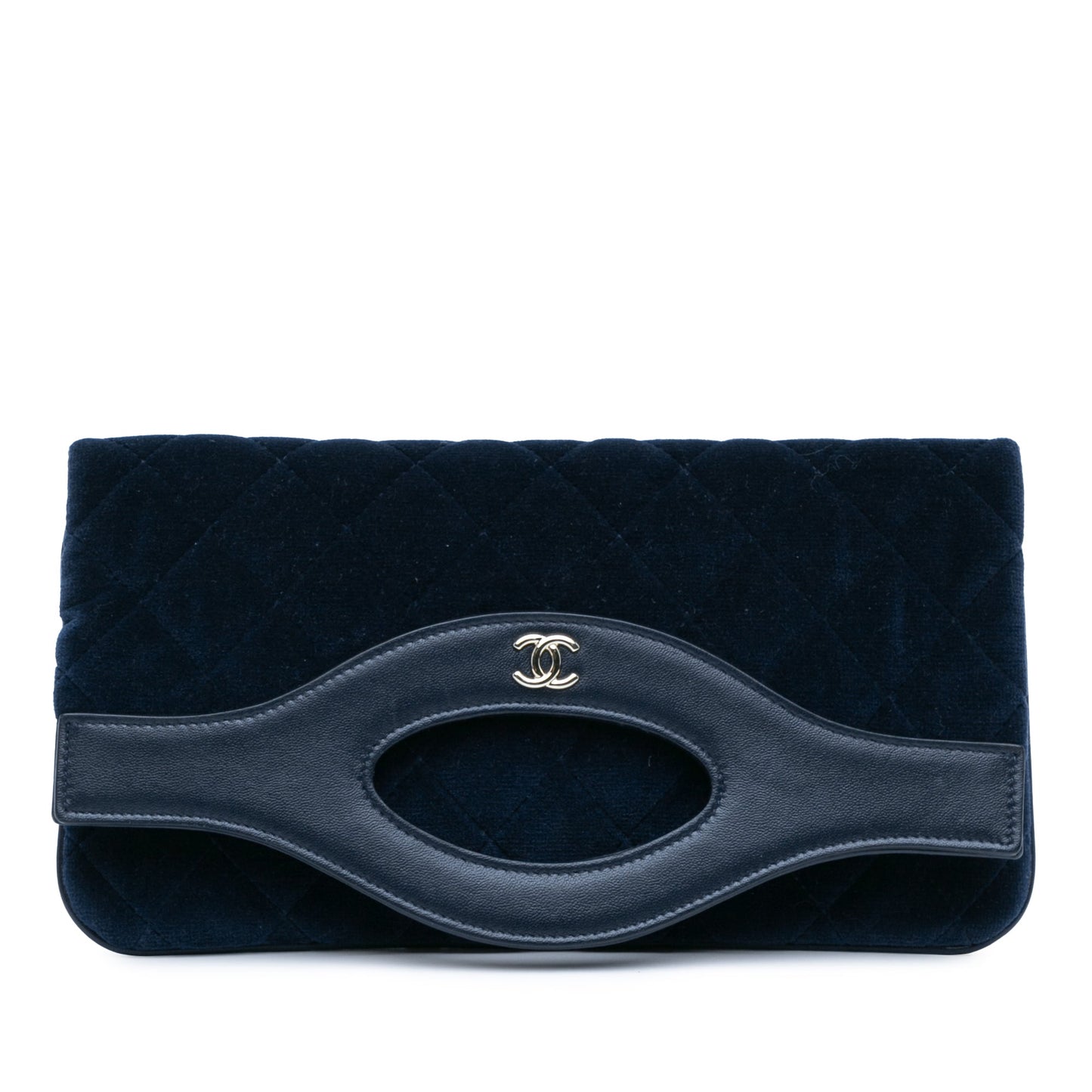 Blue Chanel Quilted Velvet 31 Clutch