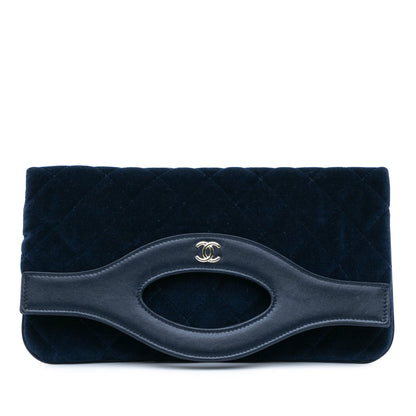 Blue Chanel Quilted Velvet 31 Clutch