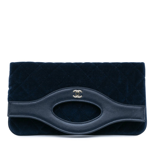 Blue Chanel Quilted Velvet 31 Clutch