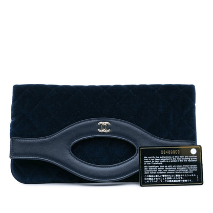 Blue Chanel Quilted Velvet 31 Clutch