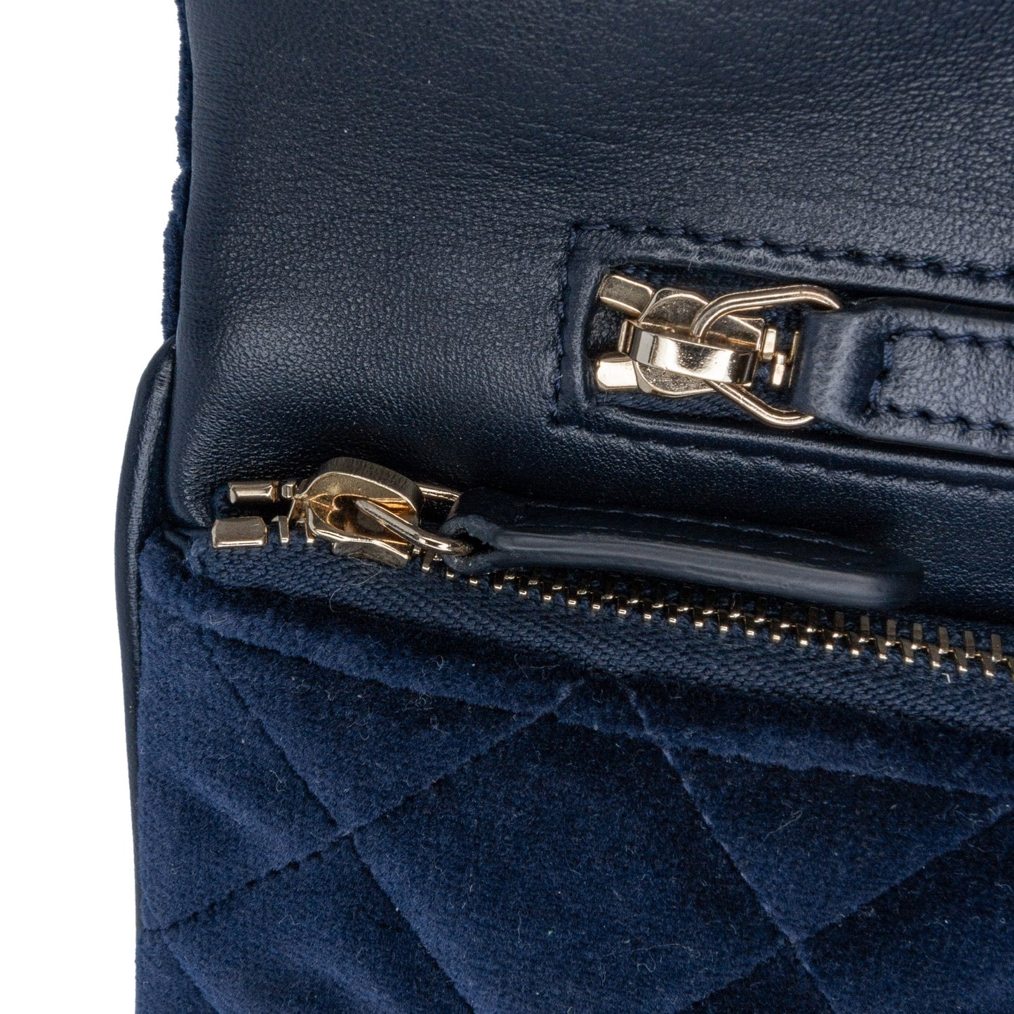 Blue Chanel Quilted Velvet 31 Clutch