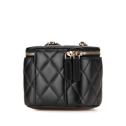 Black Chanel Mini Lambskin Vanity Case with Chain Crossbody Bag