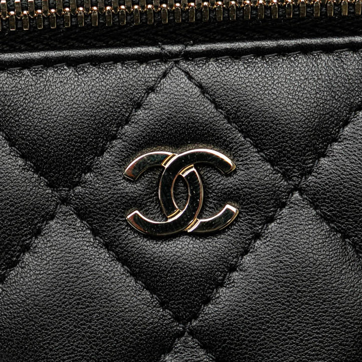 Black Chanel Mini Lambskin Vanity Case with Chain Crossbody Bag