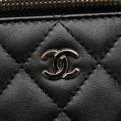 Black Chanel Mini Lambskin Vanity Case with Chain Crossbody Bag