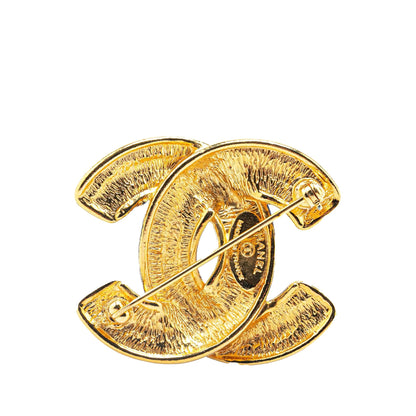 Gold Chanel Gold Plated CC Quilted Brooch