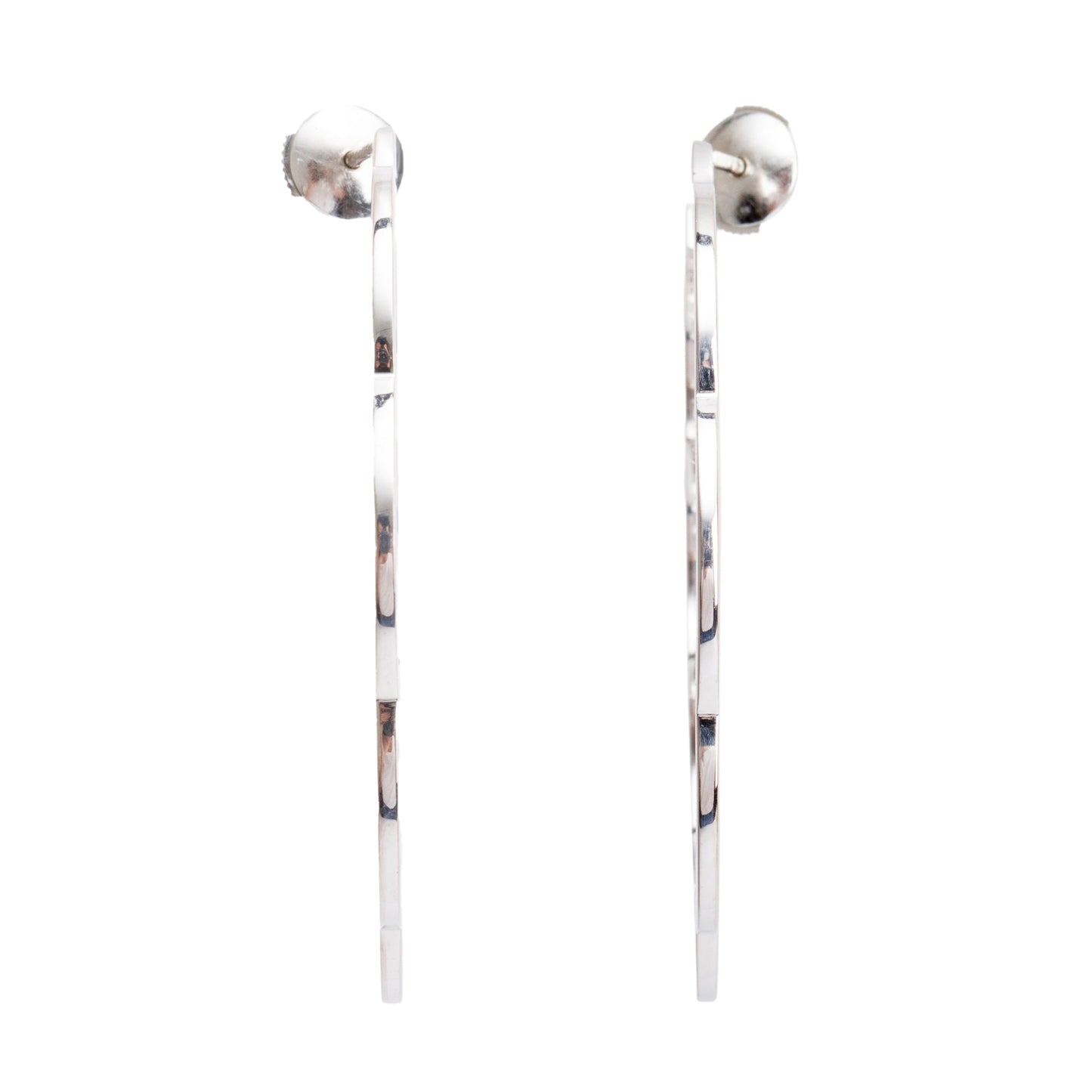 Chanel 18k White Gold Large Profil de Camelia Hoop Earrings