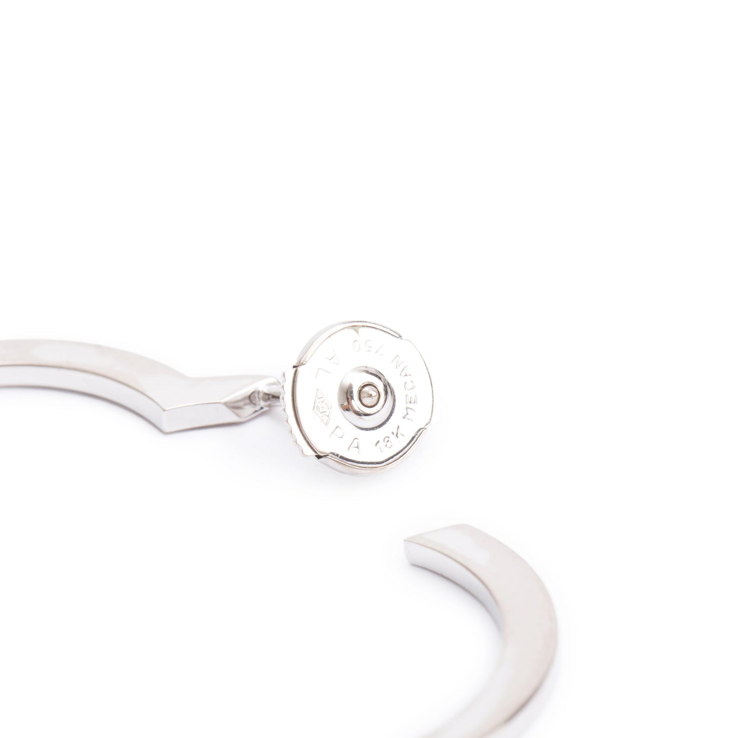 Chanel 18k White Gold Large Profil de Camelia Hoop Earrings