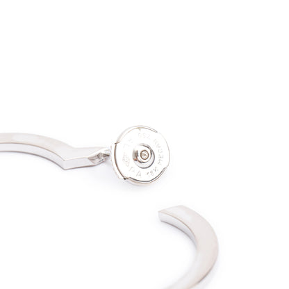 Chanel 18k White Gold Large Profil de Camelia Hoop Earrings