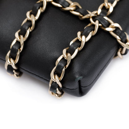 Chanel 2020 Black Calfskin Leather Tech Me Out Clutch With Chain w/ Authenticity Card