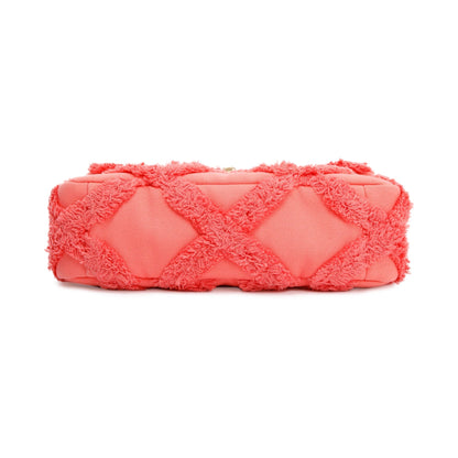 Chanel 2020 Coral Quilted Cotton Canvas Medium 19 Flap Bag w/ Box, Receipt & Authenticity Card