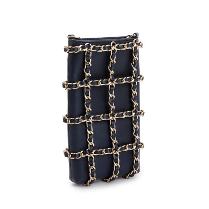 Chanel 2020 Navy Leather Tech Me Out Clutch With Chain