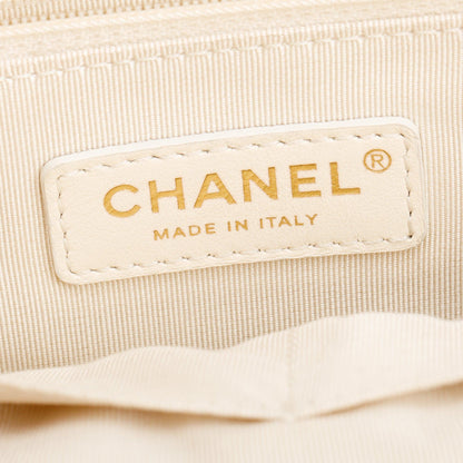 Chanel 2020 Neutral Calfskin Leather Embellised Medium Deauville Logo Charms Shopping Tote