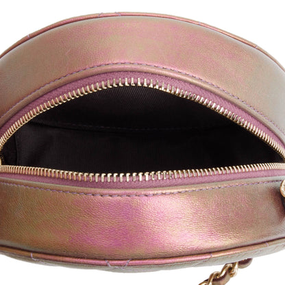 Chanel 2020 Purple Iridescent Calfskin Leather Round CC Chain Crossbody Bag w/ Authenticity Card