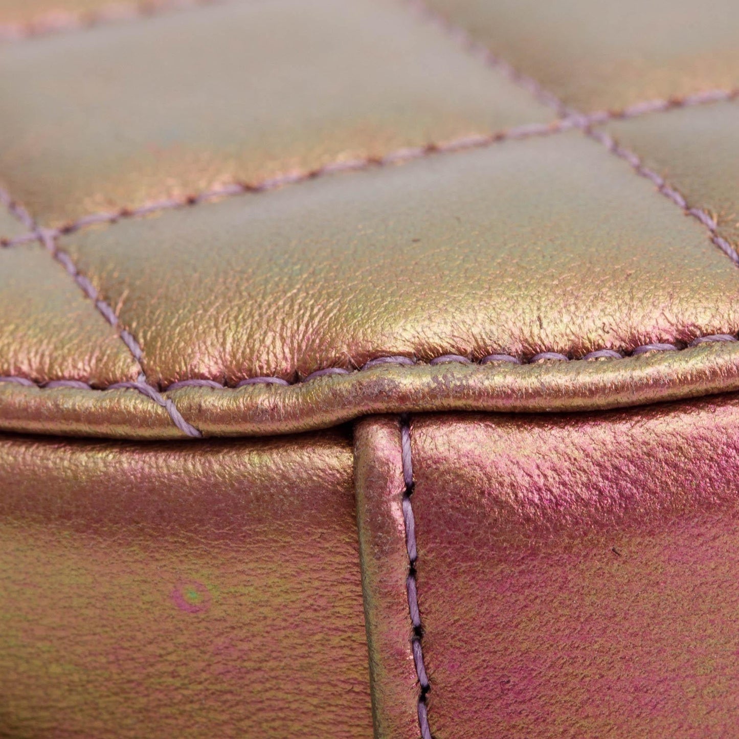 Chanel 2020 Purple Iridescent Calfskin Leather Round CC Chain Crossbody Bag w/ Authenticity Card