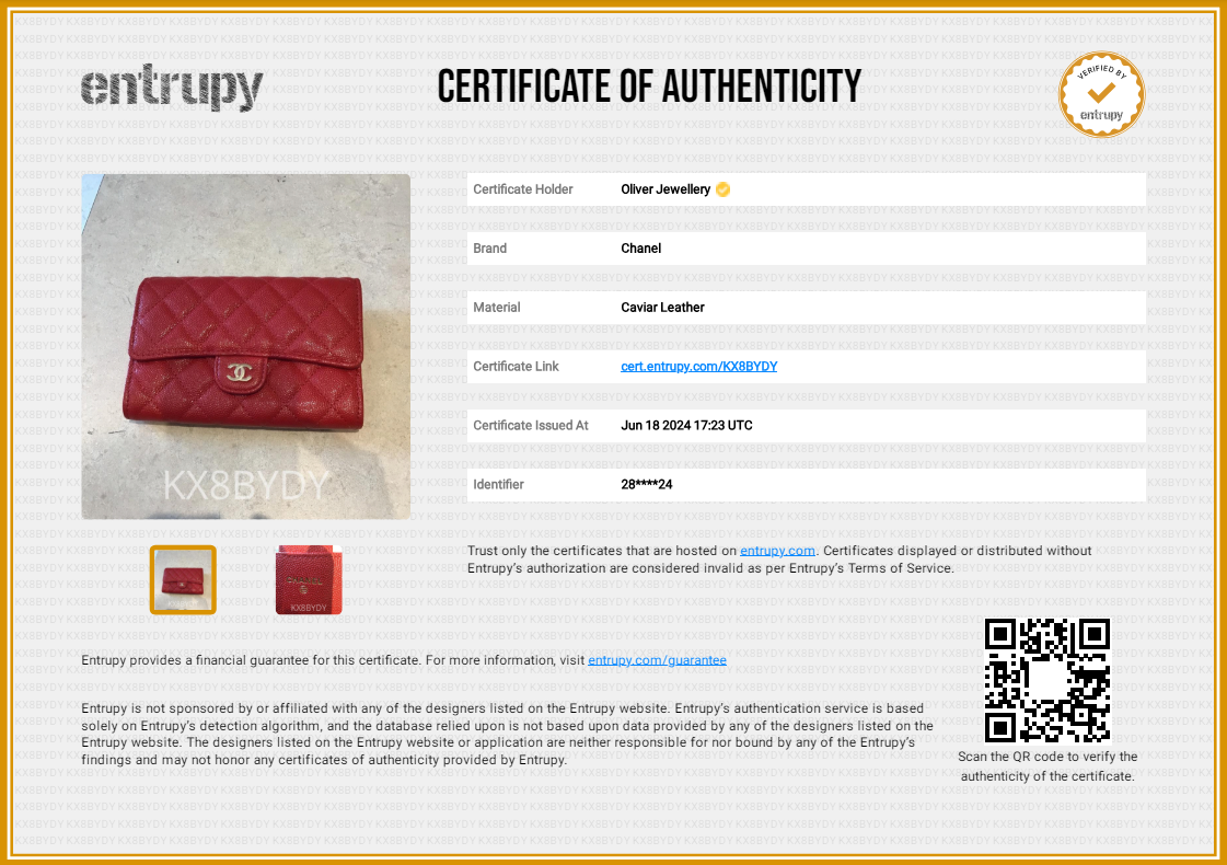 Chanel 2020 Red Caviar Leather Medium Classic Flap Wallet w/ Box & Authenticity Card