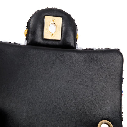 Chanel 2022 Diamond Threaded Tweed CC Pearl Crush Square Mini Flap Bag