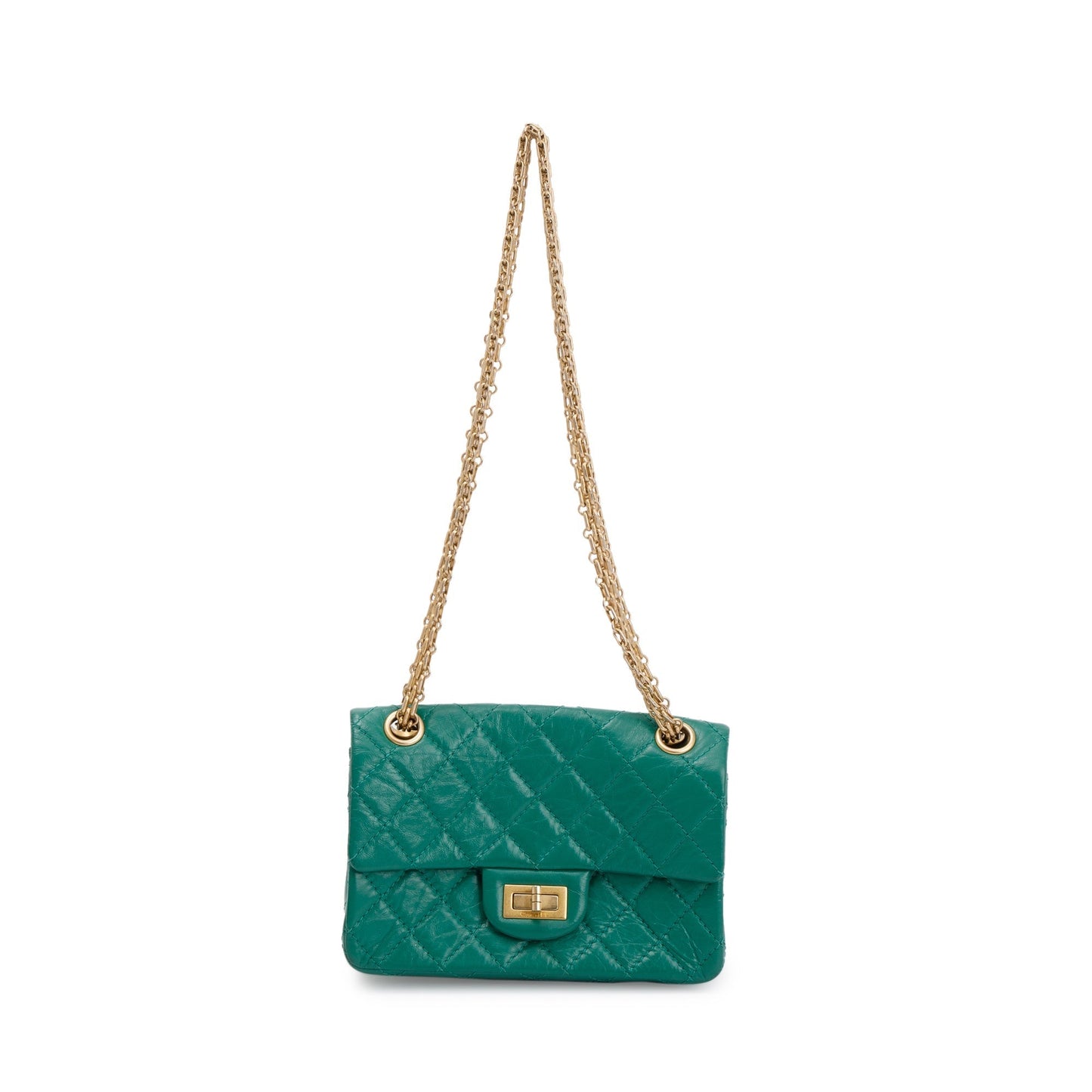 Chanel 2022 Green Aged Calfskin Leather Mini 2.55 Reissue Flap Bag