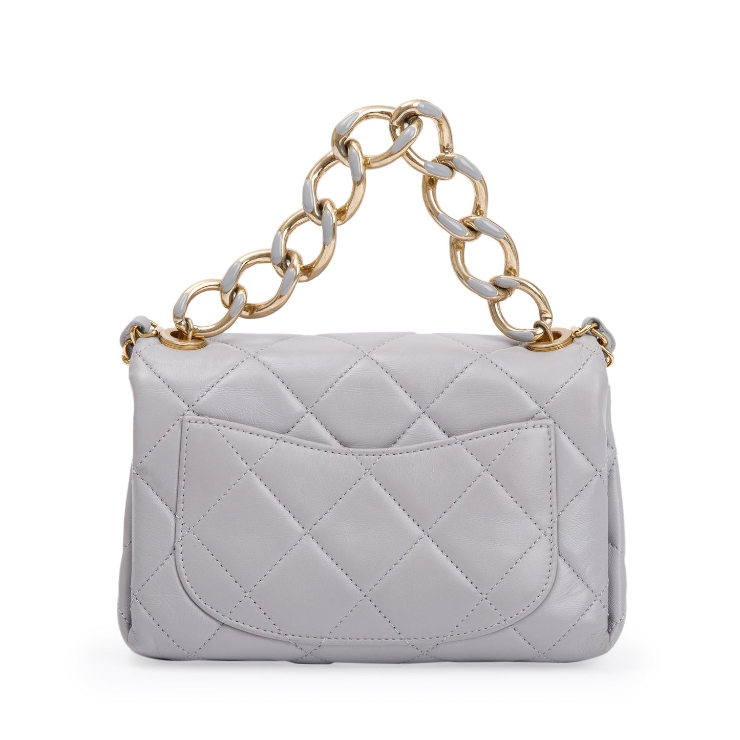 Chanel 2022 Grey Quilted Lambskin Leather Small Color Match Flap Bag w/ Box & Receipt