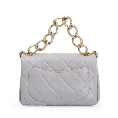 Chanel 2022 Grey Quilted Lambskin Leather Small Color Match Flap Bag w/ Box & Receipt