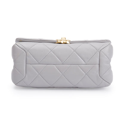 Chanel 2022 Grey Quilted Lambskin Leather Small Color Match Flap Bag w/ Box & Receipt
