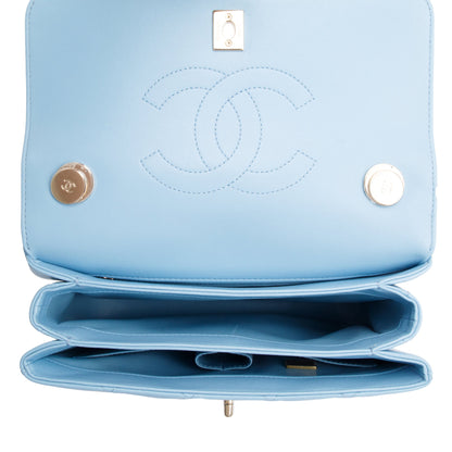 Chanel 2022 Tiffany Blue Lambskin Leather Small  Trendy CC Top Handle Flap Bag