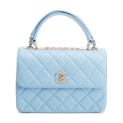 Chanel 2022 Tiffany Blue Lambskin Leather Small  Trendy CC Top Handle Flap Bag
