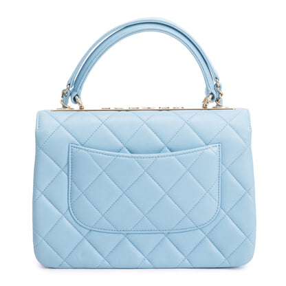Chanel 2022 Tiffany Blue Lambskin Leather Small  Trendy CC Top Handle Flap Bag