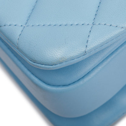 Chanel 2022 Tiffany Blue Lambskin Leather Small  Trendy CC Top Handle Flap Bag