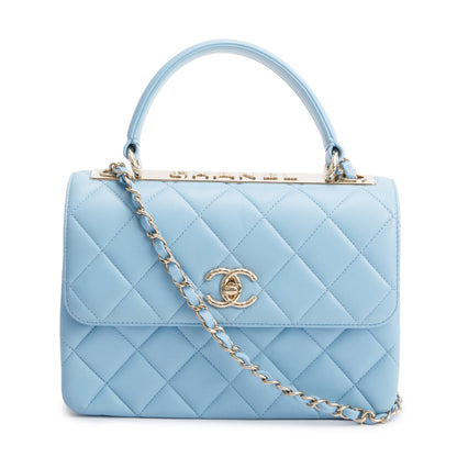 Chanel 2022 Tiffany Blue Lambskin Leather Small  Trendy CC Top Handle Flap Bag