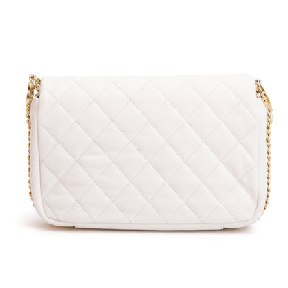 Chanel 2022 White Caviar Quilted Leather Small CC You Flap Bag w/ Box & Receipt