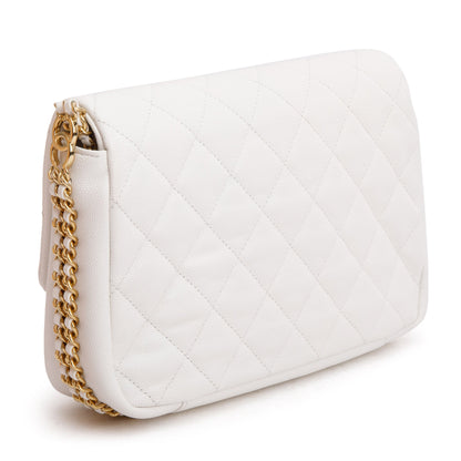 Chanel 2022 White Caviar Quilted Leather Small CC You Flap Bag w/ Box & Receipt