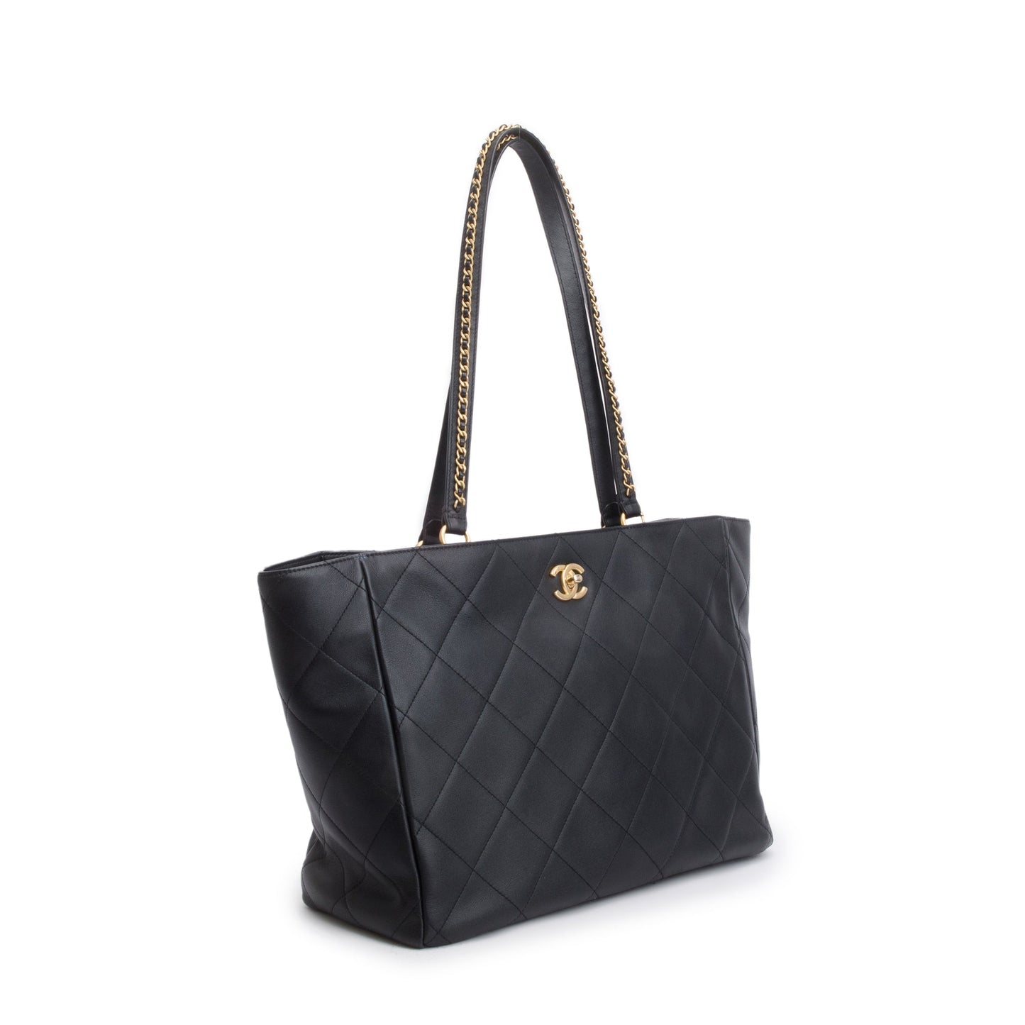 Chanel 2023 Black Quilted Calfskin Leather Book Pocket Shopping Tote